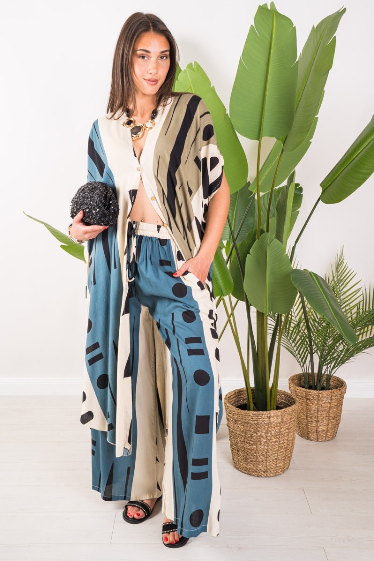 Elasa coordonnée avec motif géométrique et pantalon coordonné ELAASA avec motif géométrique et pantalon coordonné ELAASA ...