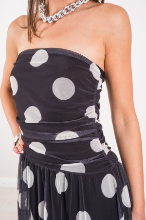 Abito Marilyn senza spalline in tulle con pois  Abito Marilyn senza spalline in tulle con pois  Abito Marilyn senza spalline ...