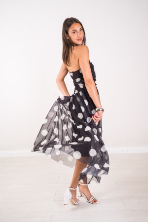 Abito Marilyn senza spalline in tulle con pois  Abito Marilyn senza spalline in tulle con pois  Abito Marilyn senza spalline ...