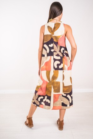Abito Mondrian smanicato con stampa geometrica  Abito Mondrian smanicato con stampa geometrica  Abito Mondrian smanicato con ...