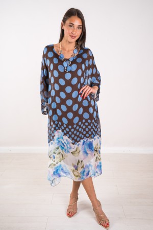 Dusty Polka Dusty Dress with Floral Printing Dress Polka Polka Polka With Background Floral Print Dress Polka Polka with Bottom 