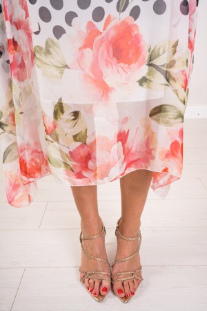 Dusty Polka Dusty Dress with Floral Printing Dress Polka Polka Polka With Background Floral Print Dress Polka Polka with Bottom 