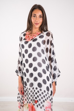 Dusty Polka Dusty Dress with Floral Printing Dress Polka Polka Polka With Background Floral Print Dress Polka Polka with Bottom 