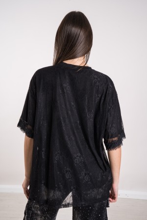 maglia soleil in pizzo con giro collo in strass  maglia soleil in pizzo con giro collo in strass  maglia soleil in pizzo con ...