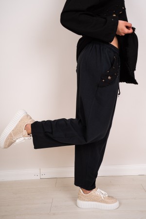 pantalone tiziana in tuta con strass  pantalone tiziana in tuta con strass  pantalone tiziana in tuta con strass