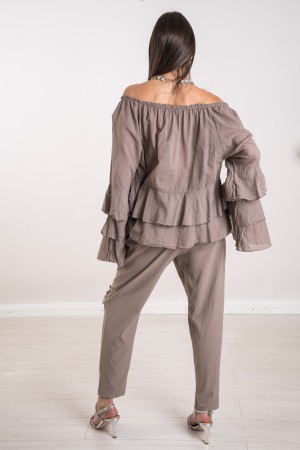 blusa de menta con blusa de menta de lavabos con blusa de menta de volante con flotes
