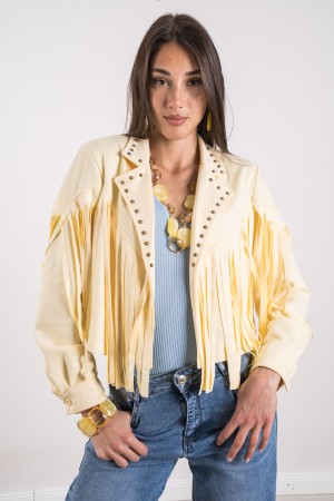 texas Jacke in Eco-proziert mit Fransen und Nieten Texas Jacke in Ecocamoscio mit Fransen und Nieten Texas Jacke in Ecocamosc ..