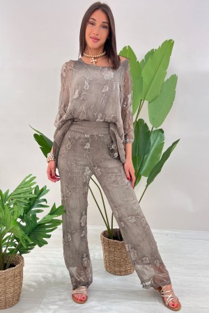Koordinierte Teresa mit Stickerei Blumen Strass Ton auf Ton Koordiniert Teresa mit Stickerei Blumen Strass Ton auf Ton Koordinie