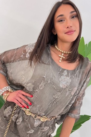 Koordinierte Teresa mit Stickerei Blumen Strass Ton auf Ton Koordiniert Teresa mit Stickerei Blumen Strass Ton auf Ton Koordinie