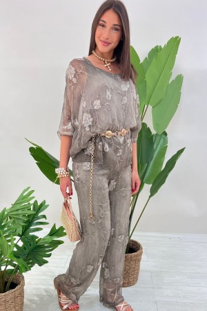 Coordinada Teresa con flores de bordado Tono de diamantes de imitación en tono Coordinado Teresa con bordado Flowers Rhinestone 