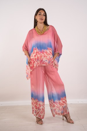 chemisier de Silk Valeria coordonné et Pantalon Fantasy Pantalon animalier coordonné Silk Silk Fantasy ...