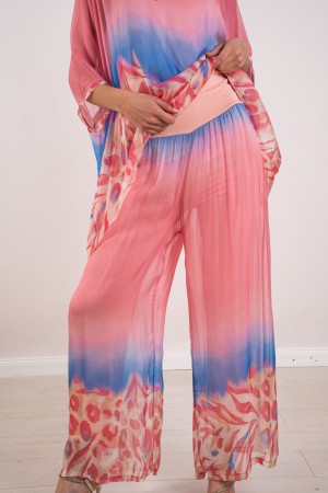 chemisier de Silk Valeria coordonné et Pantalon Fantasy Pantalon animalier coordonné Silk Silk Fantasy ...