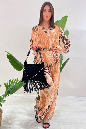 Coordinated Geneva Fantasy Animalier Blouse and Trousers 