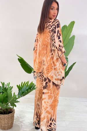 Koordinierte Genfer-Fantasie-Animal-Bluse und Hose 