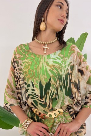 Coordinated Geneva Fantasy Animalier Blouse and Trousers 