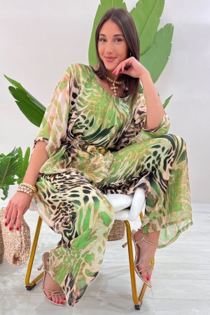 Koordinierte Genfer-Fantasie-Animal-Bluse und Hose 