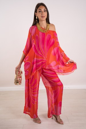 coordinato veronica in seta blusa e pantalone fantasia  coordinato veronica in seta blusa e pantalone fantasia  coordinato ve...