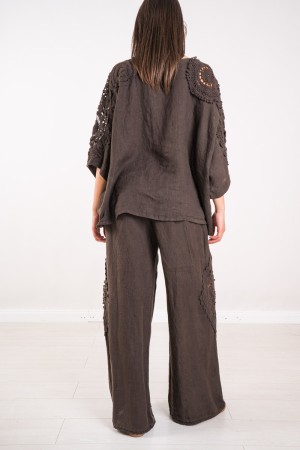 Coordinated Imperia Blouse and trousers with visible embroidery 