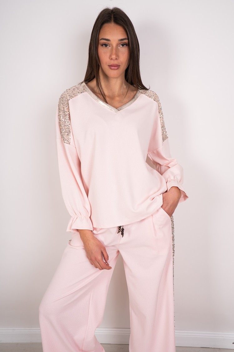 coordinato sara maglia e pantalone a costine con paillettes  coordinato sara maglia e pantalone a costine con paillettes  coo...
