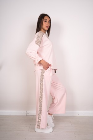 coordinated Sara Maglia and ribbed trousers with sequins 