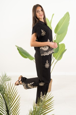 coordinato senna con camicia e pantalone ricami oro  coordinato senna con camicia e pantalone ricami oro  coordinato senna co...