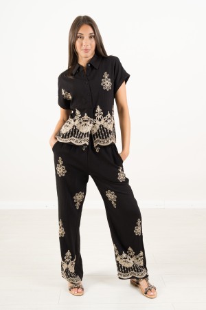 coordinato senna con camicia e pantalone ricami oro  coordinato senna con camicia e pantalone ricami oro  coordinato senna co...