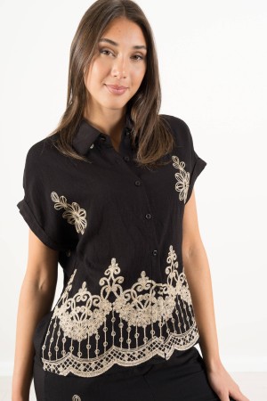 coordinato senna con camicia e pantalone ricami oro  coordinato senna con camicia e pantalone ricami oro  coordinato senna co...