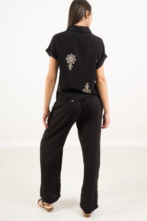 coordinato senna con camicia e pantalone ricami oro  coordinato senna con camicia e pantalone ricami oro  coordinato senna co...