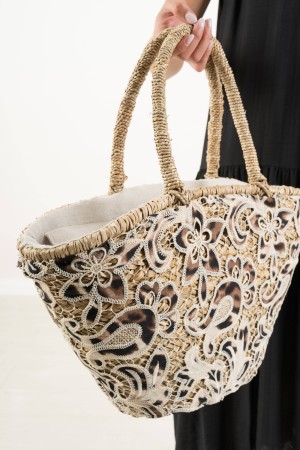 BORSA PAGLIA INDIA CON DECORO TESSUTO MACULATO BORSA PAGLIA INDIA CON DECORO TESSUTO MACULATO BORSA PAGLIA INDIA CON DECORO T...