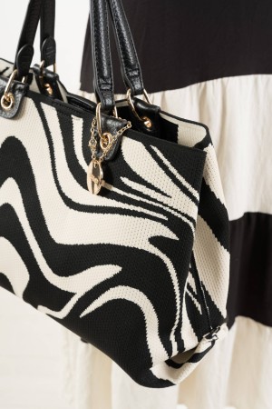 samen Große Zebra-Tasche mit Druckstreifen Samen Große Zebra-Tasche mit Druckstreifen Samen-Zebra-Tasche mit Streifendruck