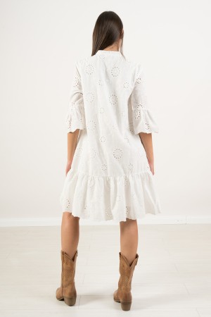 andorra Kleid in Spitze-V-Ausschnitt Makramee und Spitze mit Quaste Kleid Andorra in Spitze Macrame mit V-Ausschnitt und Spitze 