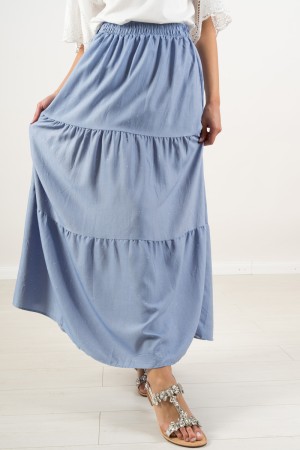 Gonna Farfalla in denim con piccole borchie Gonna Farfalla in denim con piccole borchie Gonna Farfalla in denim con piccole b...