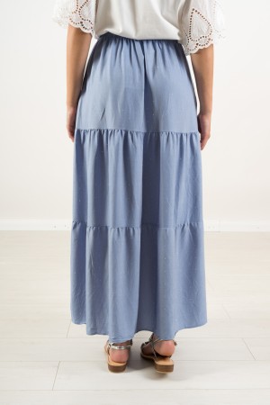 Gonna Farfalla in denim con piccole borchie Gonna Farfalla in denim con piccole borchie Gonna Farfalla in denim con piccole b...