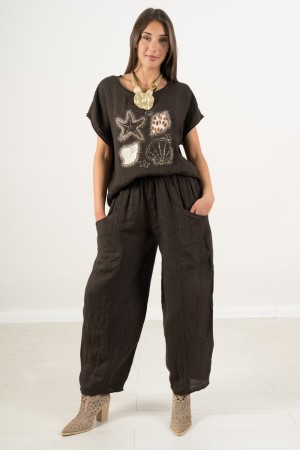 pantalone cocco in lino over con tasconi  pantalone cocco in lino over con tasconi  pantalone cocco in lino over con tasconi