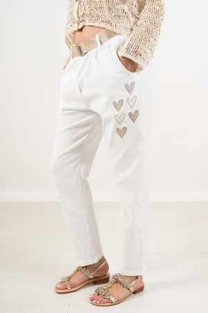 pantalones de amor con patrón de cigarrillo de diamantes de imitación con pantalones de amor beige con cinturón con cigarrillo m