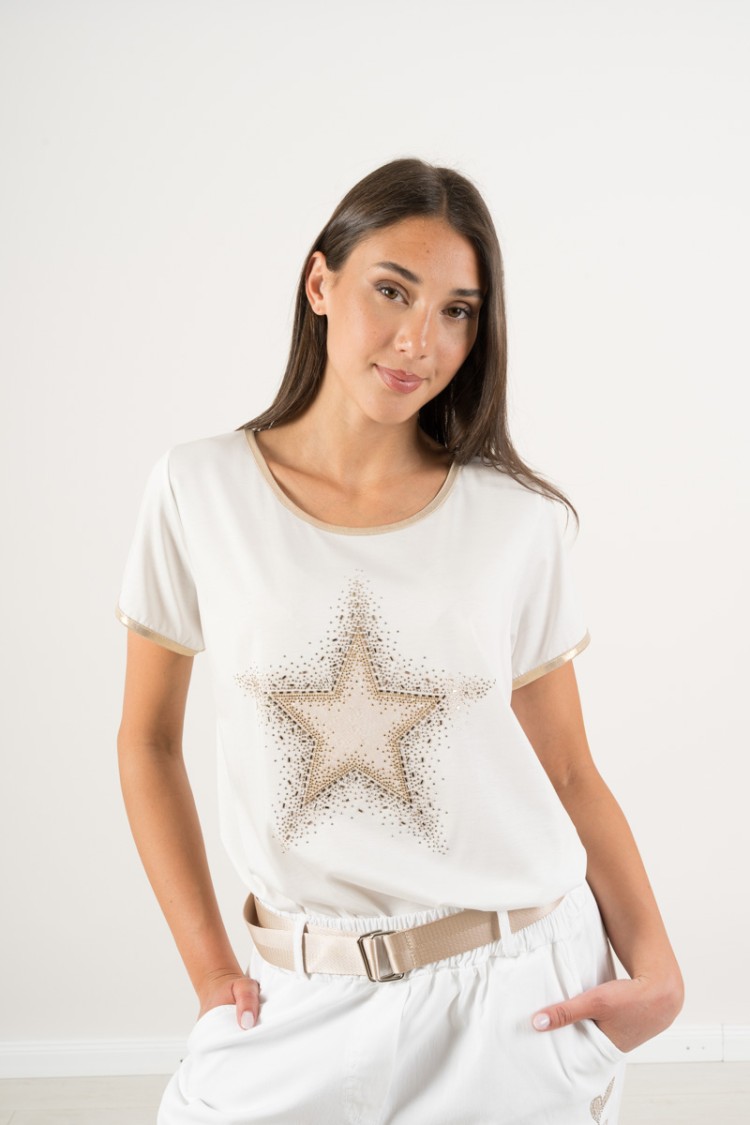 new York T-Shirt mit Stern Rhinestone Print New York T-Shirt mit Stern Rhinestone Print New York T-Shirt mit Stern Rhinestone Pr