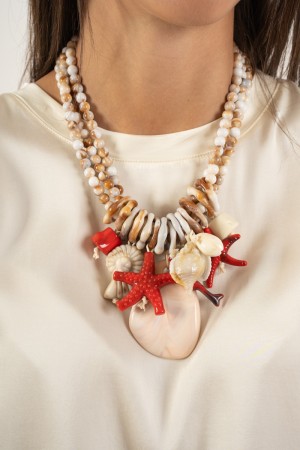 collana serena catena di palline stelle marine e conchiglie collana serena catena di palline stelle marine e conchiglie colla...