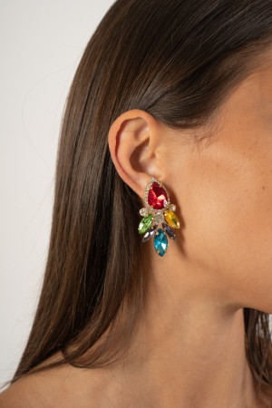 camellia Earring Small Stones Drip Multicolor Clip Earring Camellia Small Stones Multicolor Multicolor Clip ... \ t.