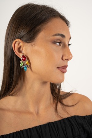 camélia boucle d'oreille de petites pierres goutte à goutte à goutte multicolore Camélia Camellia Multicolore Multicolor Clip ..