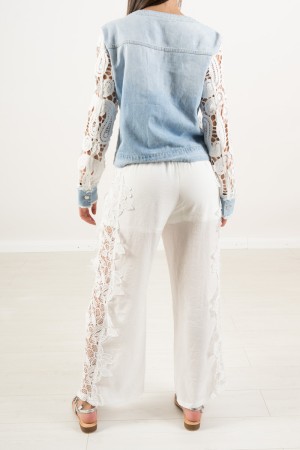 Flower trousers with lace flower trousers with lace flower trousers with lace