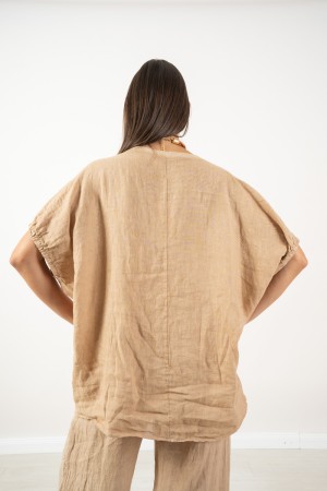Coordinato Novella blusa e pantalone con inserti pizzo e piccoli strass  Coordinato Novella blusa e pantalone con inserti piz...