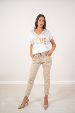 cigarette palm trousers with rhinestone design detail Cigarette palm trousers with detail Drawing rhinestone trousers ...