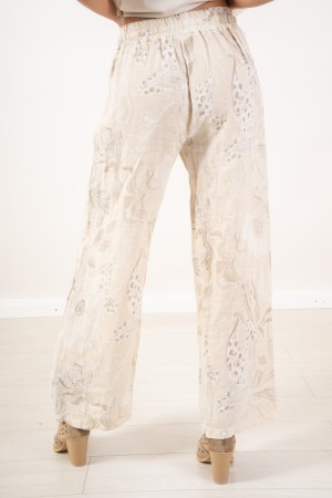 pantalones de lino de Sakira con flores de lujo Sakira Pantalones en ropa de cama con flores de fantasía pantalones Sakira en ro
