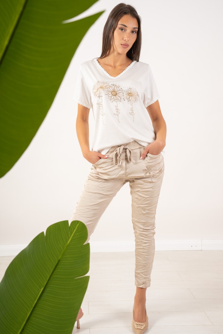 t-shirt CLARI avec strass imprimé Daisies T-shirt Clari avec strass imprimé Daisies T-shirt Clari avec strass Print Margh ...