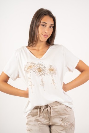 clari T-Shirt mit Strass-Druck-Gänseblümchen T-Shirt Clari mit Strass-Druck-Gänseblümchen T-Shirt Clari mit Strass-Druck ...