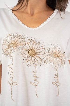 t-shirt CLARI avec strass imprimé Daisies T-shirt Clari avec strass imprimé Daisies T-shirt Clari avec strass Print Margh ...