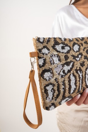 pochette Milena Fantasy Leopard and Rhinestone with Leather Strap Pochette Milena Fantasy Leopard and Rhinestone with Strap ...