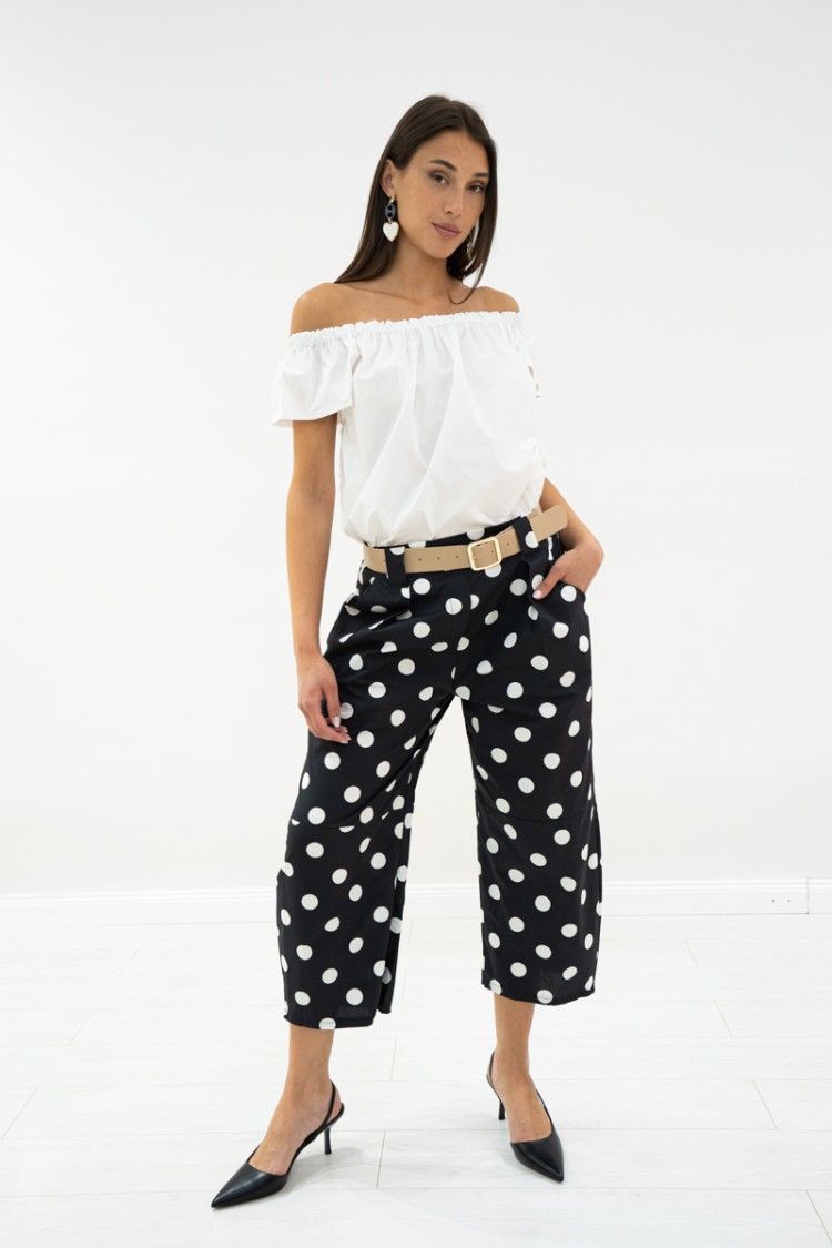 pantalon de coton, Pantalon poly Pantalon, Pantalon de coton, Pantalon Pois Pois Pantalon, Moyenne Coton Polyzy