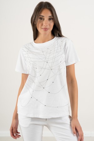 T-shirt Nerina con strass e punti luce  T-shirt Nerina con strass e punti luce  T-shirt Nerina con strass e punti luce
