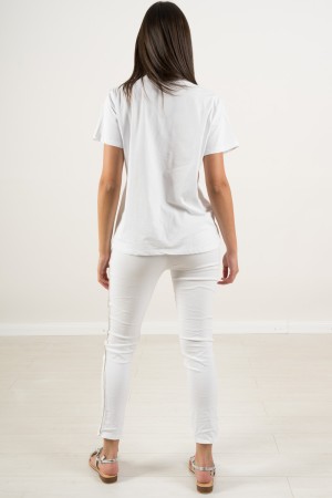 T-shirt Nerina con strass e punti luce  T-shirt Nerina con strass e punti luce  T-shirt Nerina con strass e punti luce